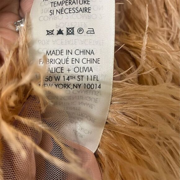 Alice + Olivia Philomena Lace High Neck Mini Dress Pink Feather Skirt Women's - Picture 6 of 14